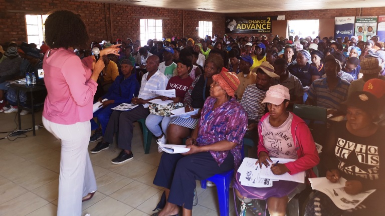 Facilitator Ms. Segopotse Malema of workshop Organic Food Gardening engaging the participants